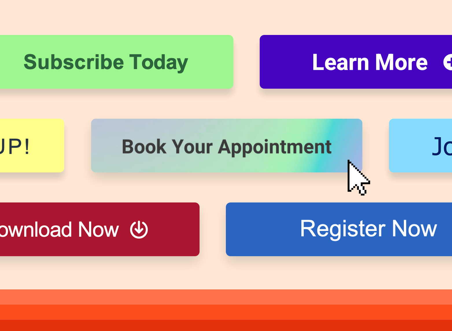 Assorted vague CTAs like ‘Subscribe Today’ and ‘Learn More’ that lack clear outcomes
