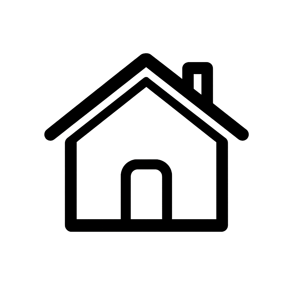 Minimal black home tab icon on transparent background, variation 1.