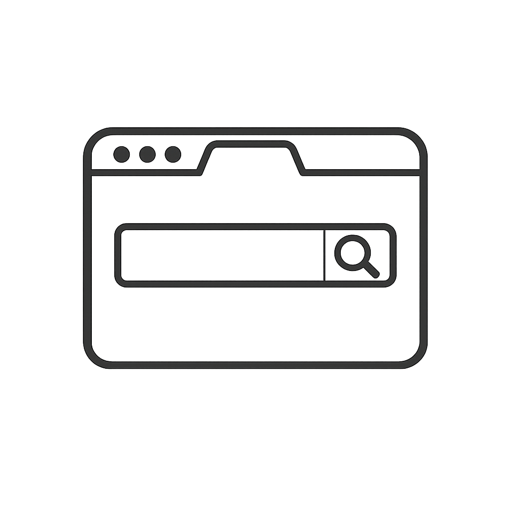 Minimal black search tab icon on transparent background, variation 1.