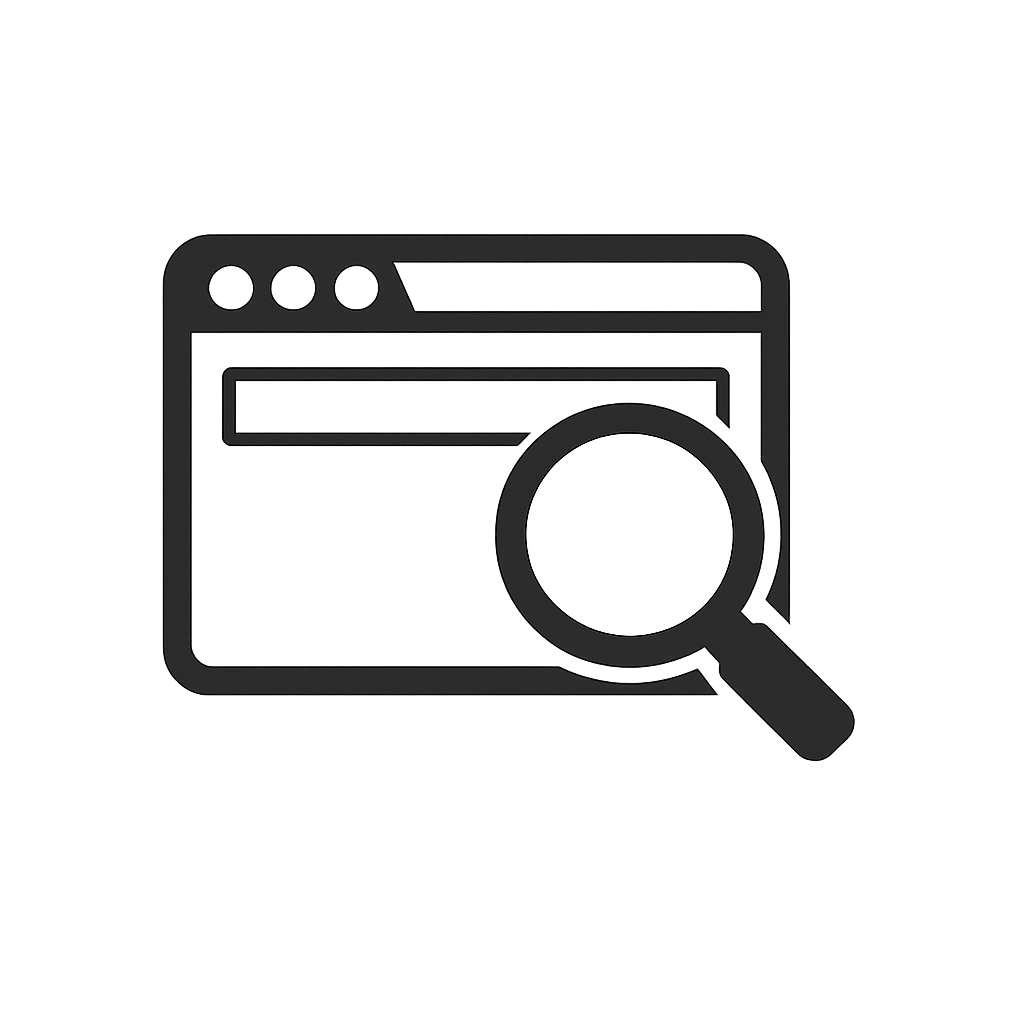 Minimal black search tab icon on transparent background, variation 2.