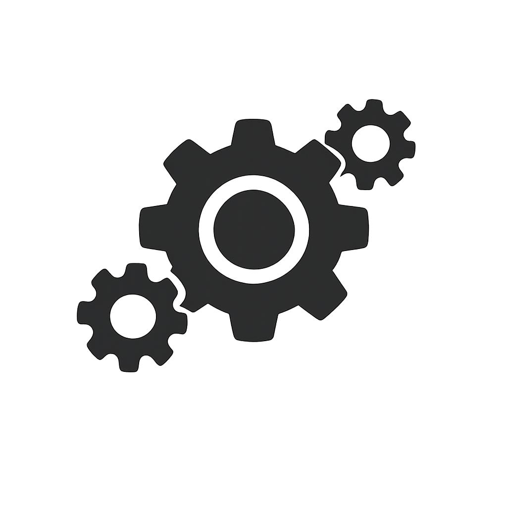 Minimal black settings tab icon on transparent background, variation 1.